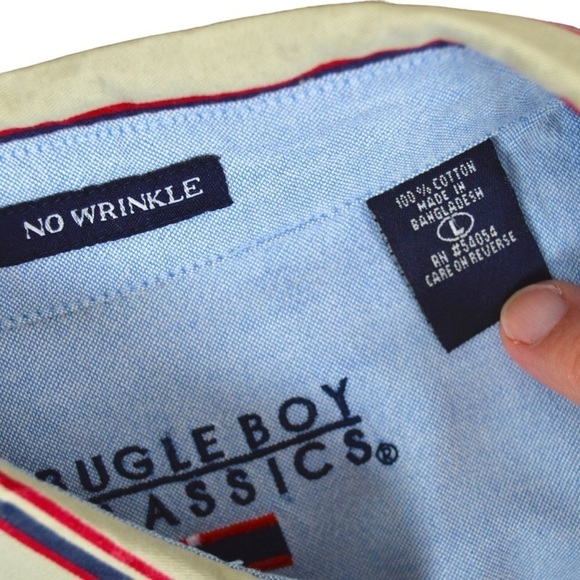 Bugle Boy Rockabilly No Wrinkle Striped Cotton Short Sleeve Shirt, Size Large - Picture 3 of 6